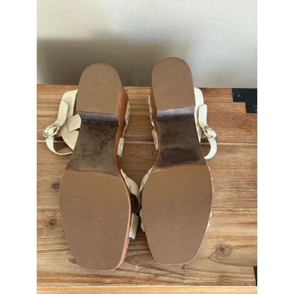 Sam Edelman Josephine Modern Ivory Leather Open Toe Platform Sandals Size 9.5